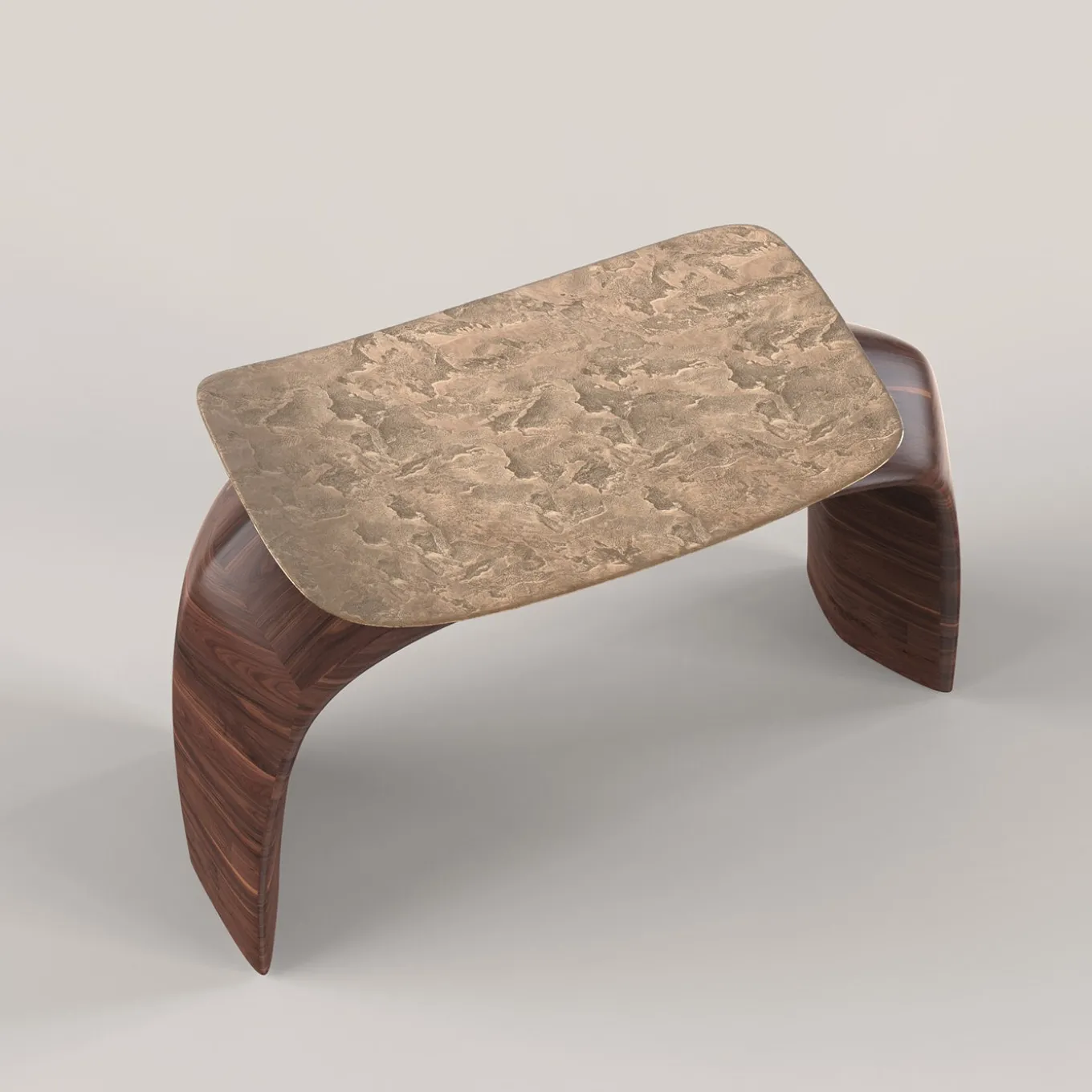 Sgabello in legno e bronzo fuso marrone Bayou #1