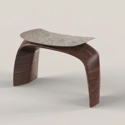 Sgabello in legno e bronzo fuso marrone Bayou #1