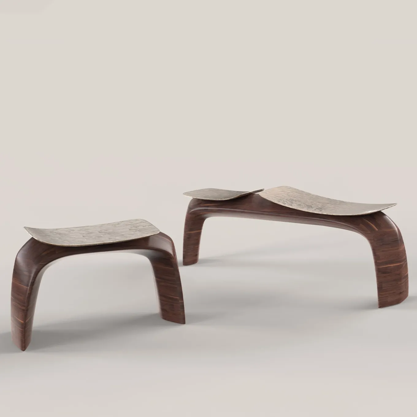 Sgabello in legno e bronzo fuso marrone Bayou #1