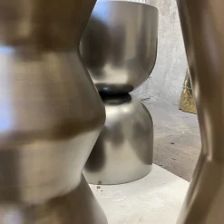 Sgabello Taburet in Legno con Finitura Bronzo