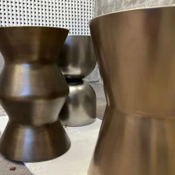 Sgabello Taburet in Legno con Finitura Bronzo