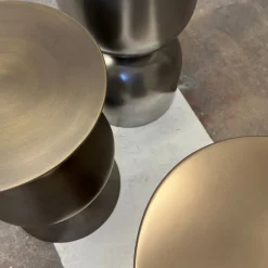 Sgabello Taburet in Legno con Finitura Bronzo