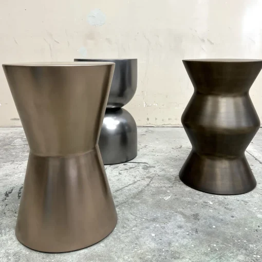 Sgabello Taburet in Legno con Finitura Oro