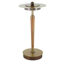 Slimmy Lampada da Tavolo Ricaricabile Ottone e Legno Marrone