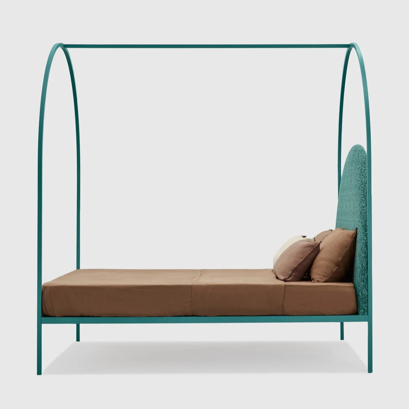 Sottiletto Letto Matrimoniale con Baldacchino in Ferro Verde di Giulio Iacchetti