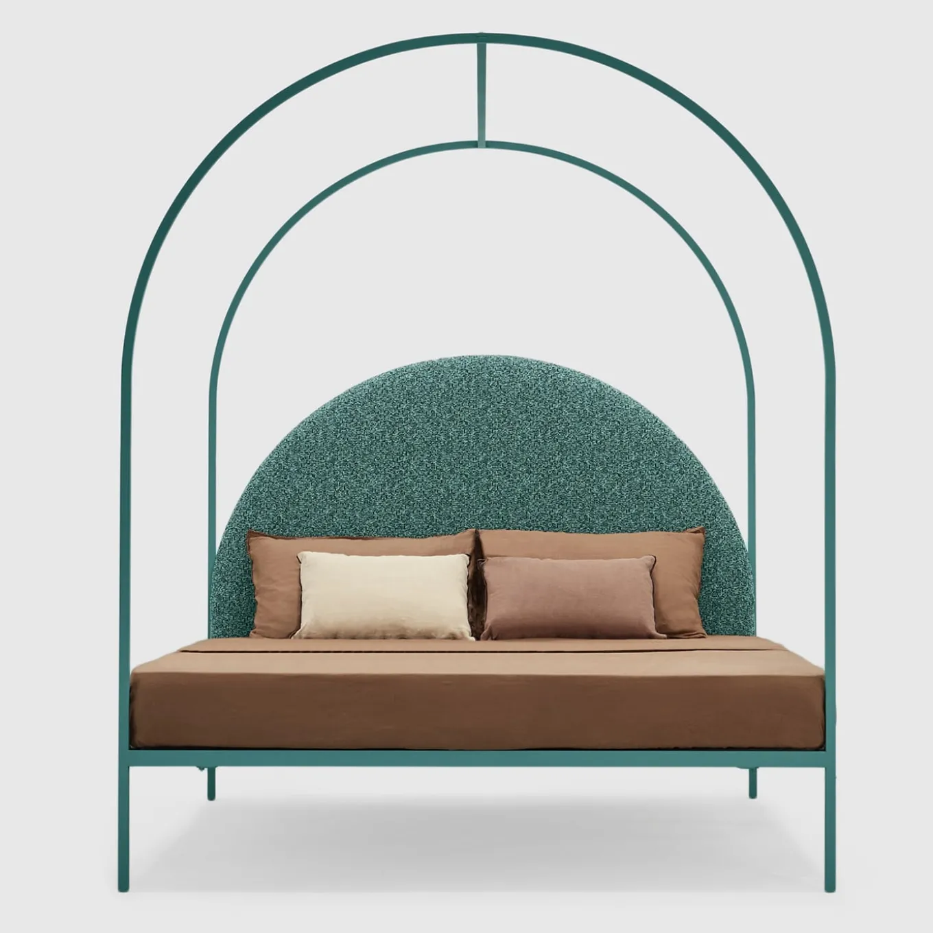 Sottiletto Letto Matrimoniale con Baldacchino in Ferro Verde di Giulio Iacchetti