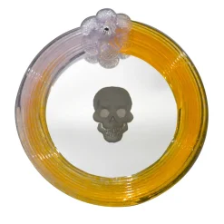Specchio con teschio rotondo #6 di Bradley Theodore