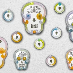 Specchio con teschio rotondo #6 di Bradley Theodore