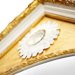 Specchio da parete dorato con girasoli in porcellana di Capodimonte e dettagli in oro