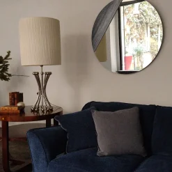 Specchio da parete Orizzonte Tondo in resina spatolata argento