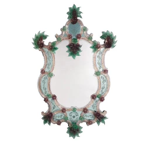 Specchio da parete veneziano "London" in vetro di Murano