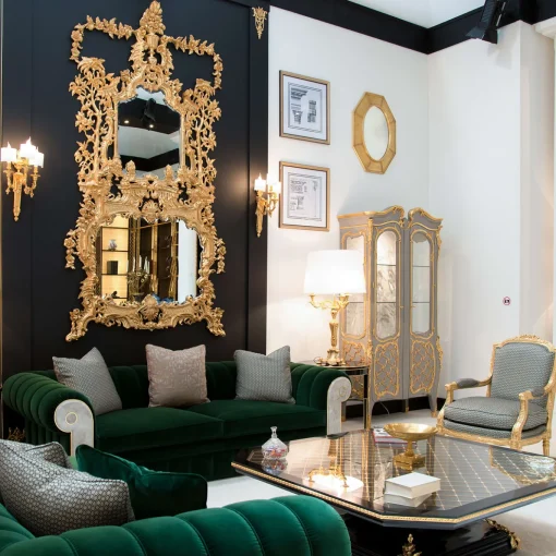 Specchio d'oro in stile Chippendale
