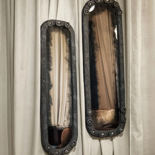 Specchio piccolo in stile antiquariato a mano Verve con Pirite