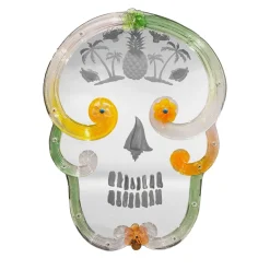 Specchio XL Pop Skull verde e arancione di Bradley Theodore