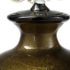 Stmat Vaso con piede in nero e oro 24K con coperchio