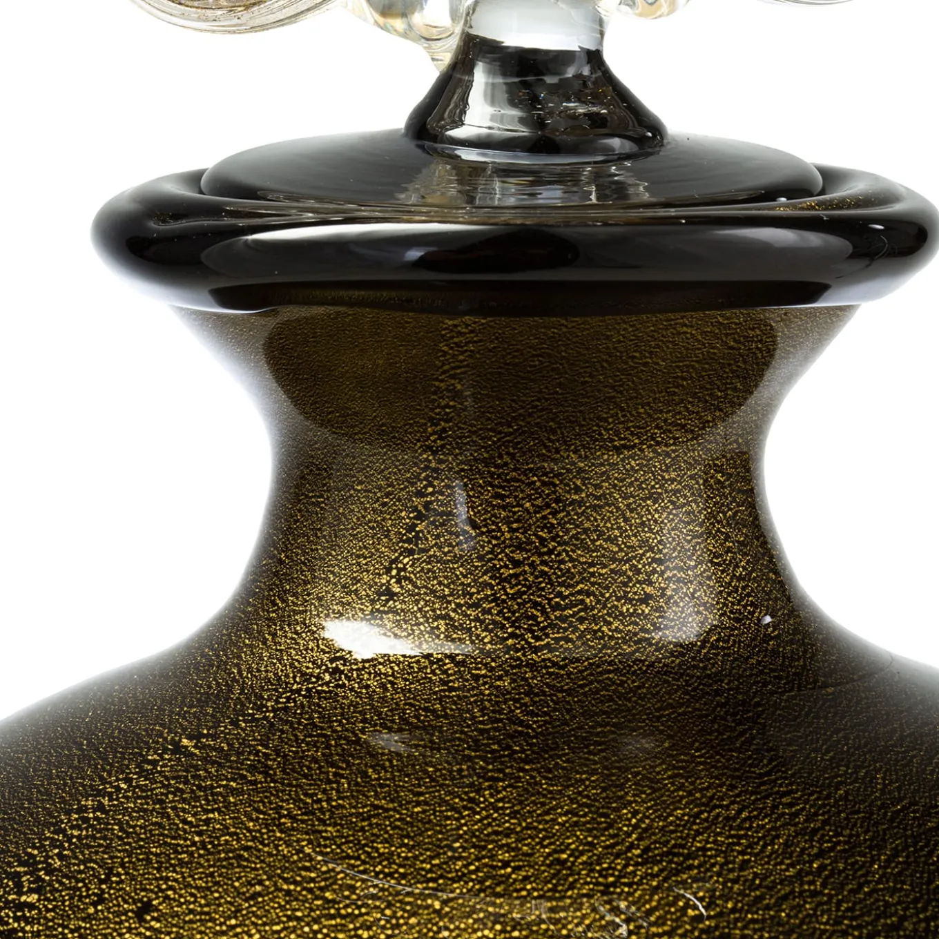 Stmat Vaso con piede in nero e oro 24K con coperchio
