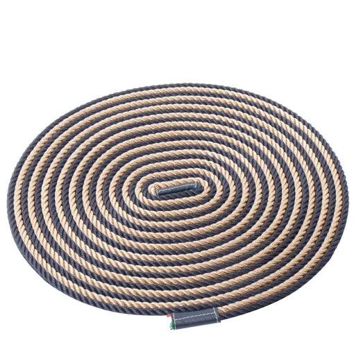 Stuoia da tavolo in corda arrotolata beige e nera