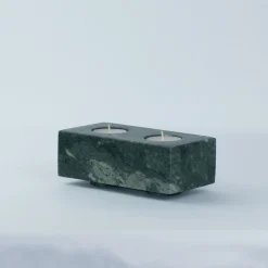 TA Portacandele squadrato doppio in marmo verde