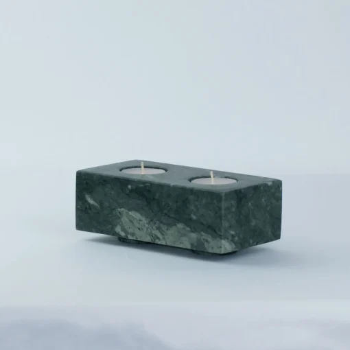 TA Portacandele squadrato doppio in marmo verde