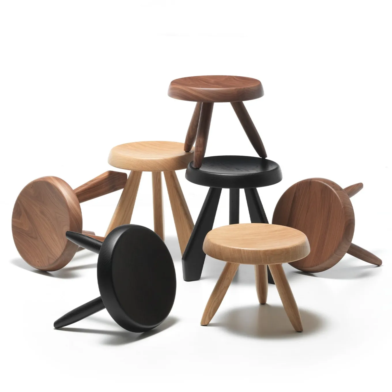 Tabouret Méribel di Charlotte Perriand - Rovere nero