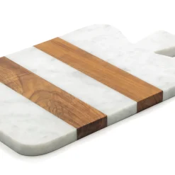 Tagliere in marmo bianco e legno
