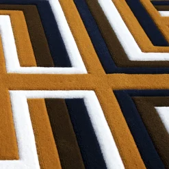 Tappeto Castelbarco geometrico in lana della Nuova Zelanda marrone/nero/bianco