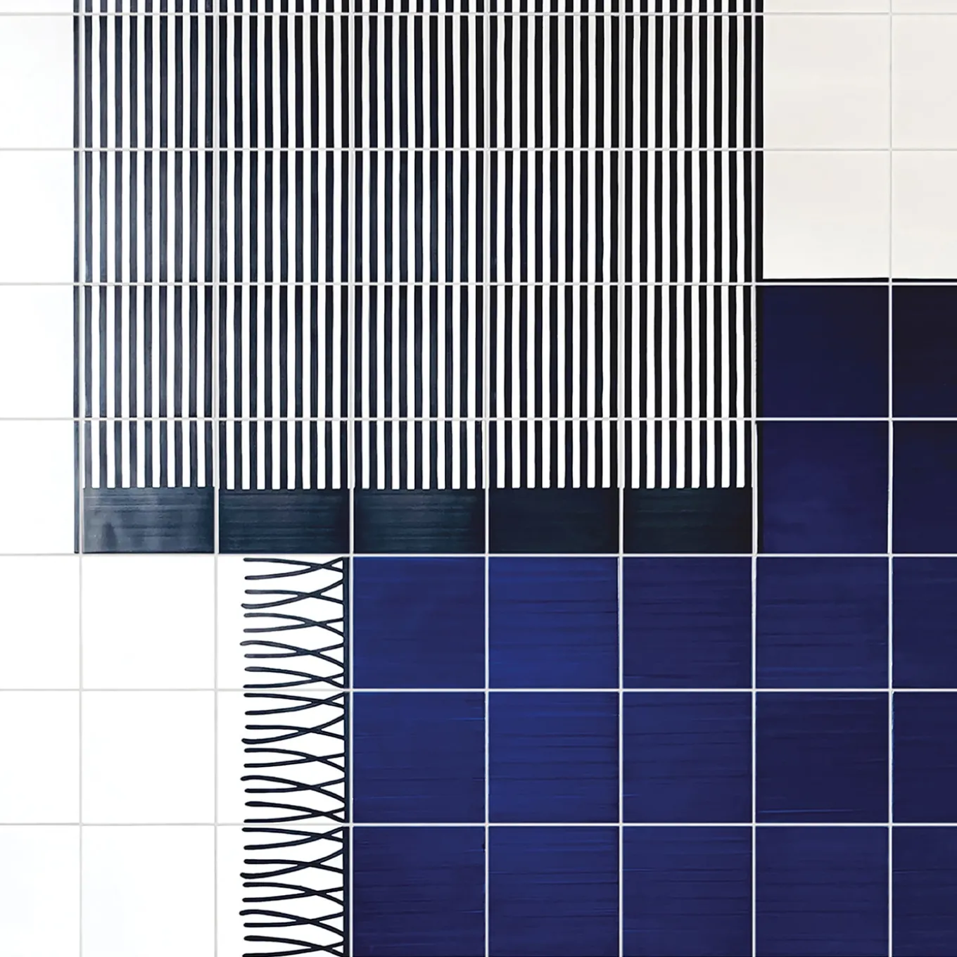 Tappeto Composizione ceramica blu e gialla di Giuliano Andrea dell'Uva 300 x 180