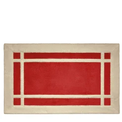 Tappeto da bagno Pompidou in stile geometrico beige e corallo