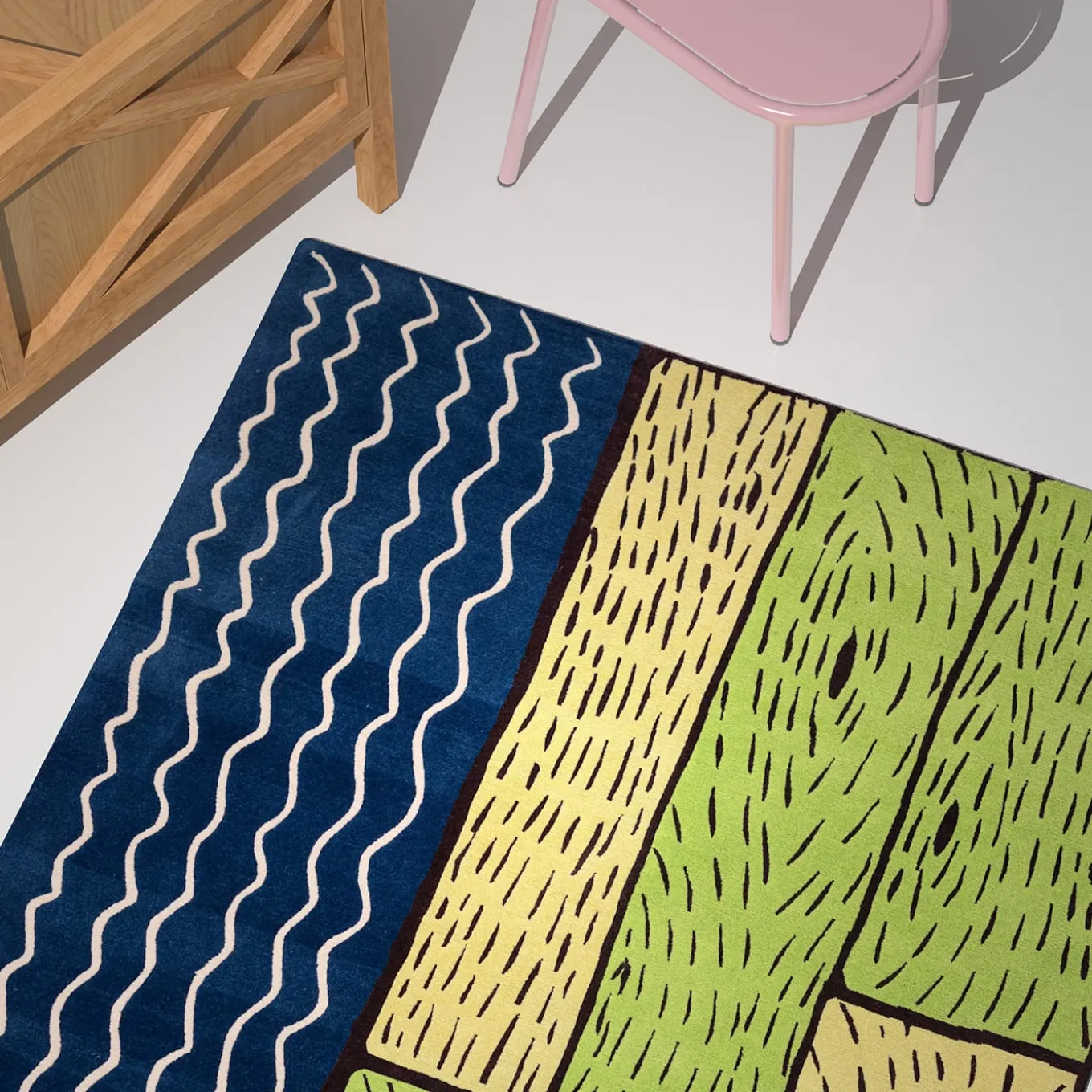 Tappeto in lana fatto a mano Sapphire Streams