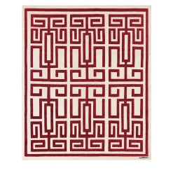 Tappeto in Lana Rosso e Bianco Labirinto di Gio Ponti