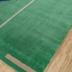 Tappeto Sthir Marine Green Soft Gold annodato a mano