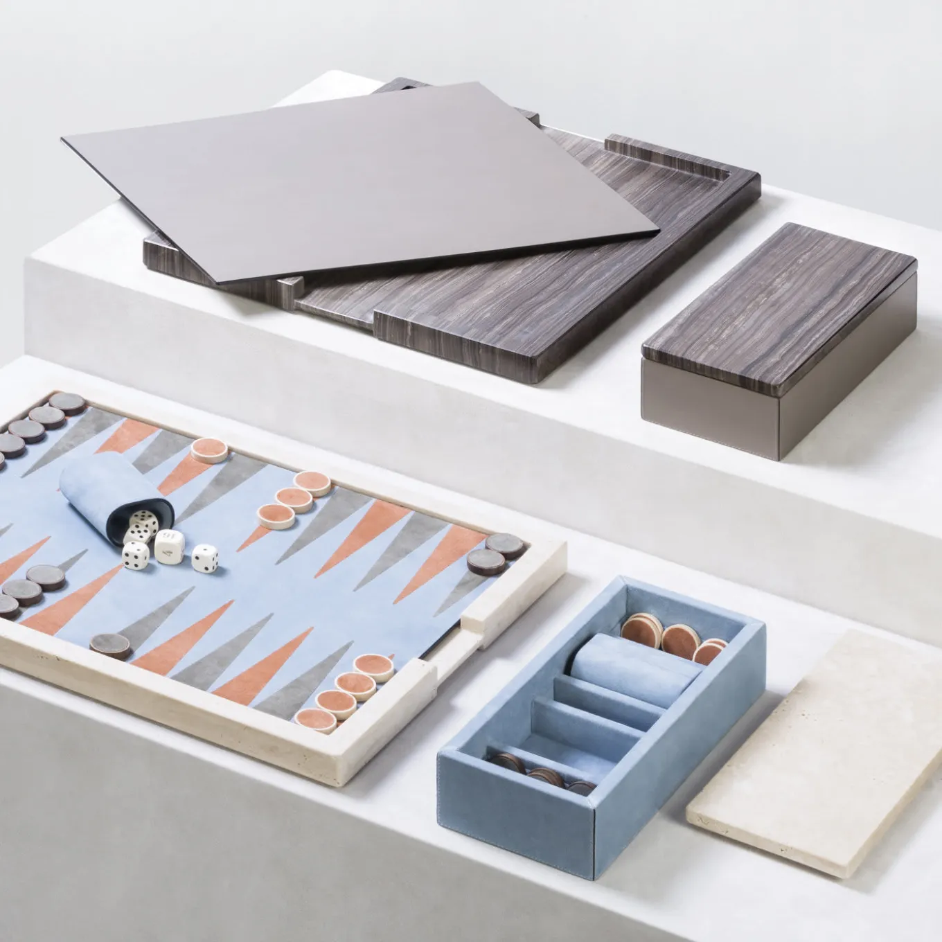 Tavola da backgammon in marmo Eramosa Brown Ettore