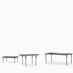 Tavolario Tavolo ovale verde in ferro battuto