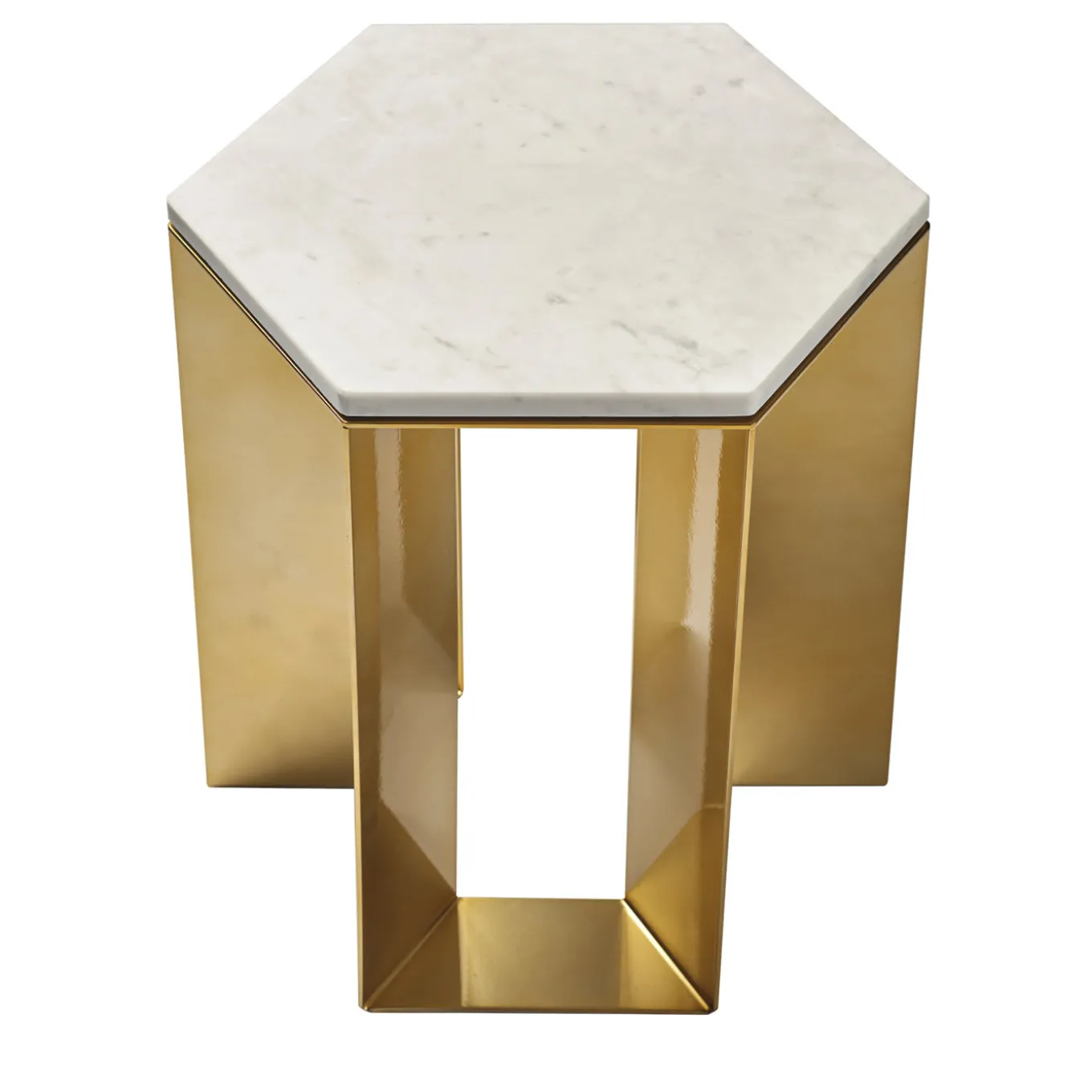 Tavolino Alato in oro e marmo bianco di Antonio Saporito