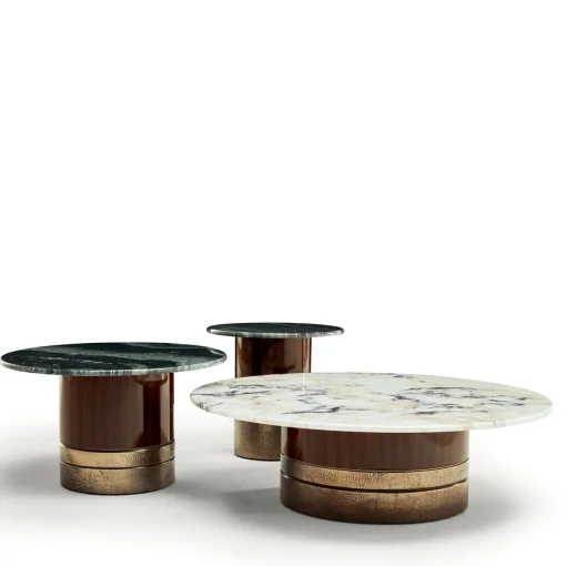 Tavolino Alma-Decor ED/50 425 con piano in marmo Paradiso Argento