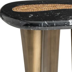 Tavolino Alto Leon con Piano in Marmo Nero Marquina