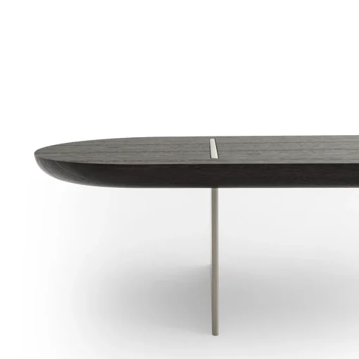 Tavolino basso arrotondato Baguette in rovere