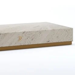 Tavolino Basso Squadrato Retroilluminato Eternal in Marmo Travertino di Bebo & Angel