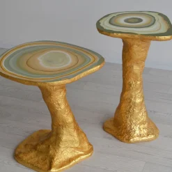 Tavolino Charles in Legno Verde Scuro e Oro