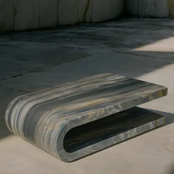 Tavolino da caffè Fold in marmo Calacatta Midnight