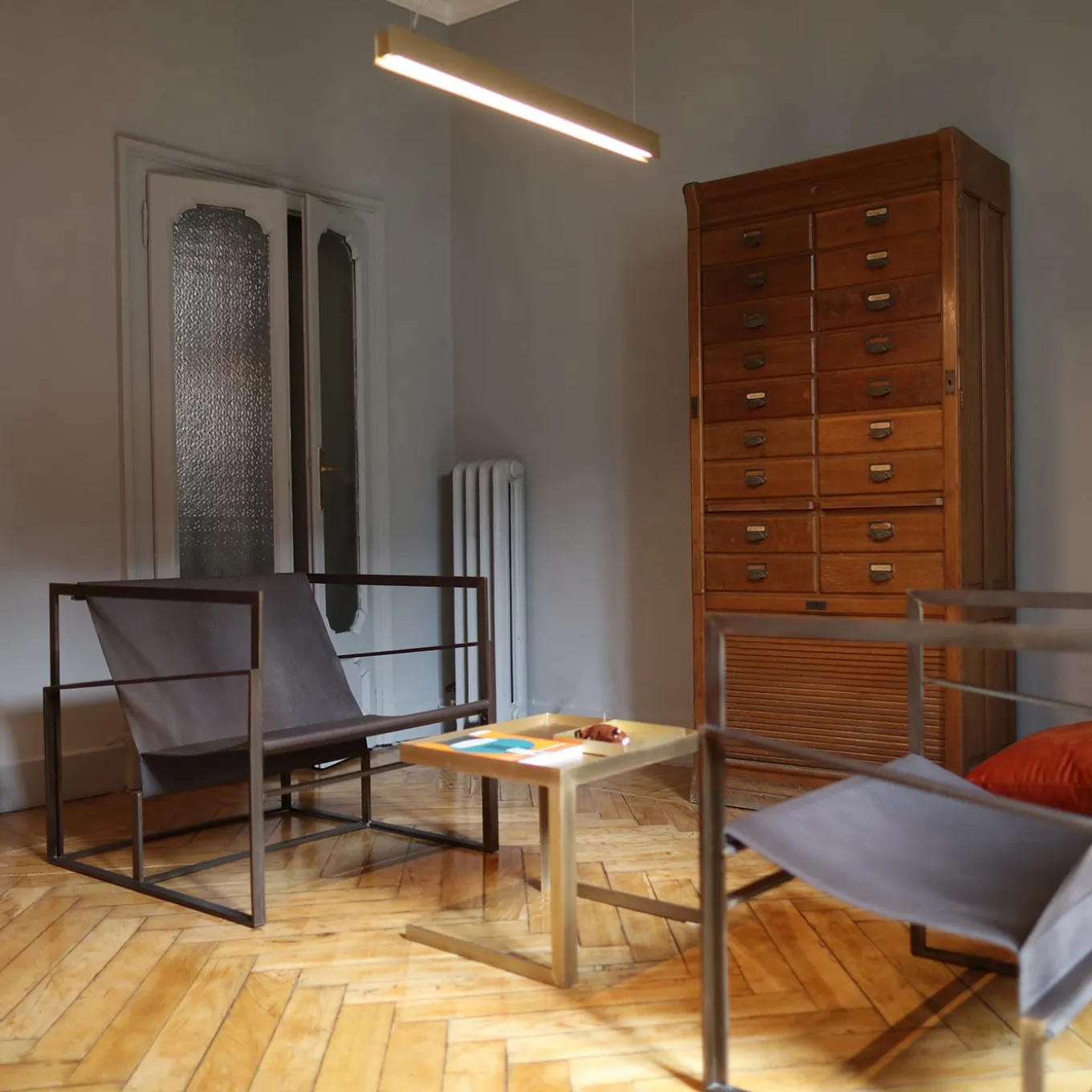 Tavolino da caffè Stellenbosch effetto ottone satinato