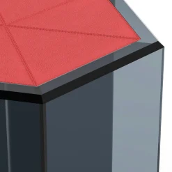 Tavolino Frank 3 in vetro grigio fumé e pelle rossa