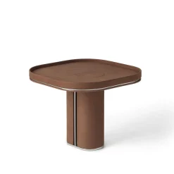 Tavolino Fritz in acciaio lucido e pelle marrone di Pulina Exclusive Interiors