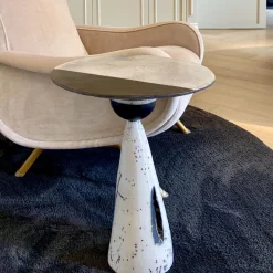 Tavolino in ceramica Raku bianco e nero #2