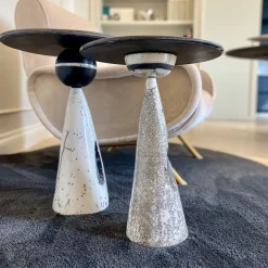 Tavolino in ceramica Raku bianco e nero #2