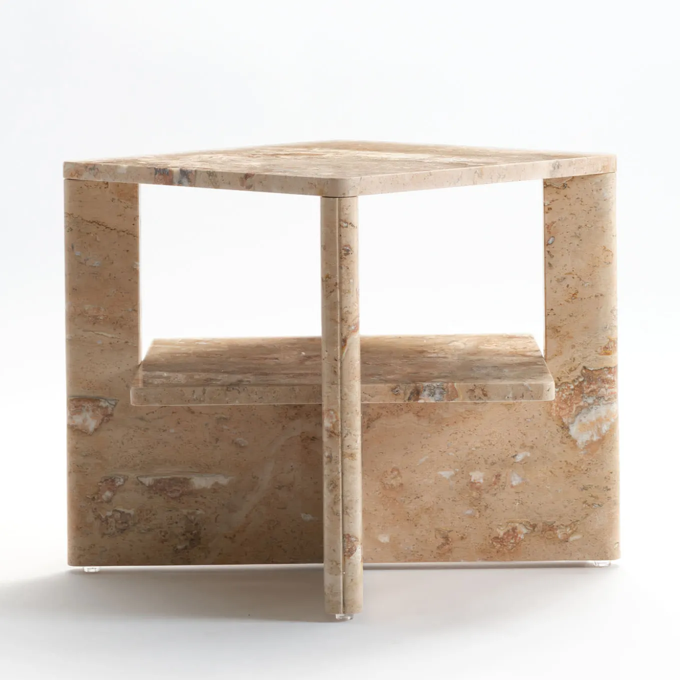 Tavolino in travertino Plus+Doble di Antonio Saporito