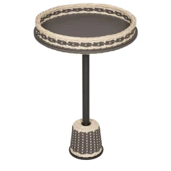 Tavolino Matisse in pelle e rattan - Grande