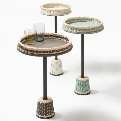 Tavolino Matisse in pelle e rattan - Grande