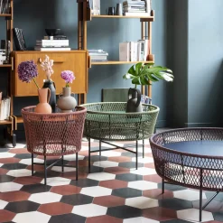 Tavolino rotondo medio verde Tamburo di Antonio De Marco