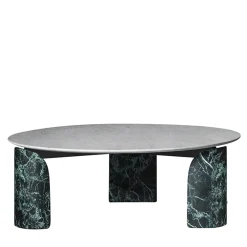 Tavolino rotondo Taula Verde Alpi e Bianco Carrara